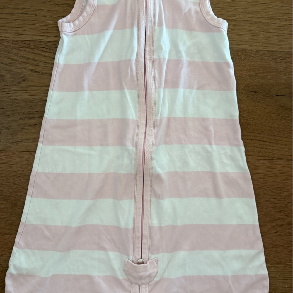 Burt's Bees Baby Pink and White Striped Bodysuit